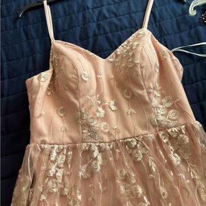 SHEIN PINK FLORAL FORMAL DRESS